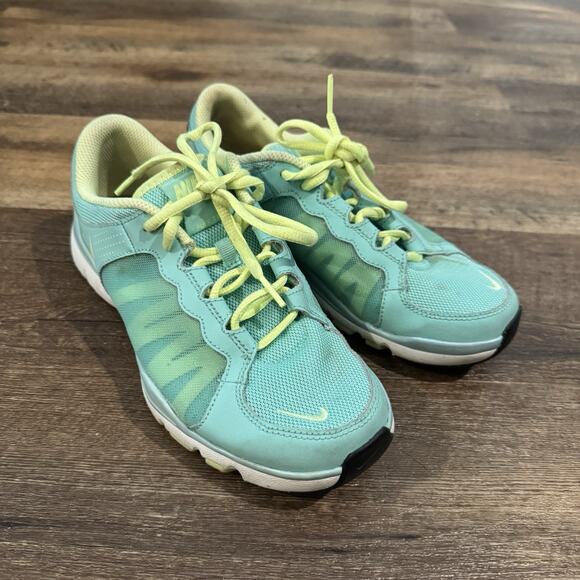 Nike Flex Trainer 2 Aqua Volt 7.5 Walking Running Cross Training Gym READ - Picture 1 of 12
